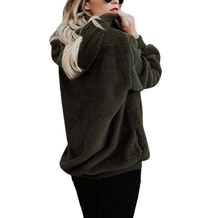 Womens Sherpa Pullover Fuzzy Fleece Sweatshirt Oversized Hoodie with Pockets Image 2