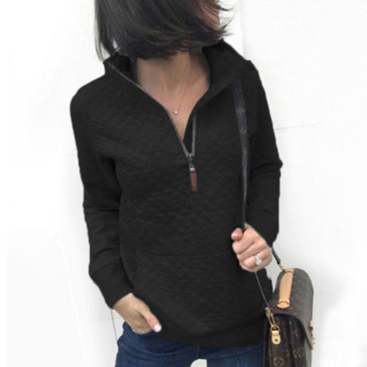 Women Fashion Quilted Pattern Lightweight Zipper Long Sleeve Plain Image 6