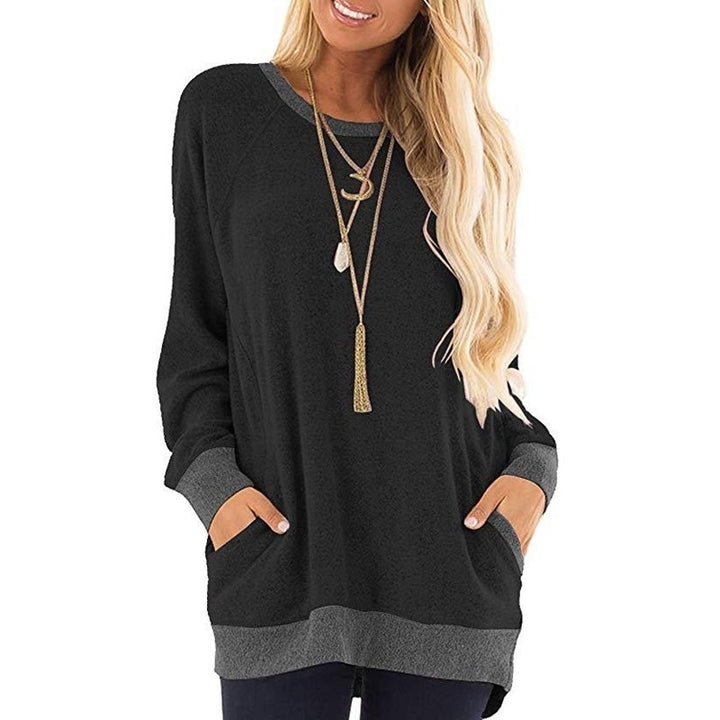 Womens Long Sleeve Round Neck Casual T Shirts Blouses Image 4