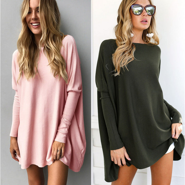 Womens Tunic Tops for Leggings Plain Oversized Shirts Batwing Image 1