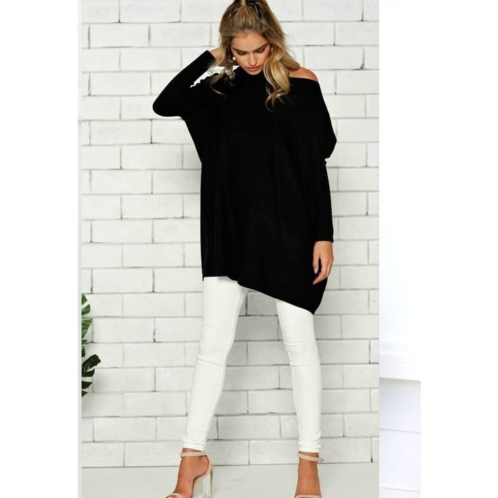 Womens Tunic Tops for Leggings Plain Oversized Shirts Batwing Image 1