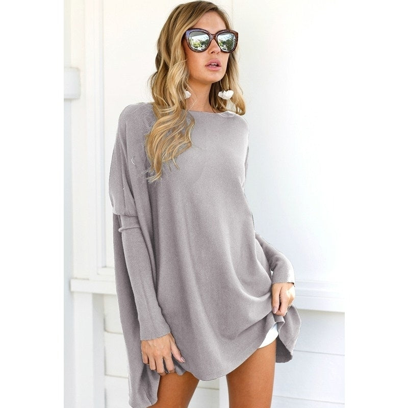 Womens Tunic Tops for Leggings Plain Oversized Shirts Batwing Image 3