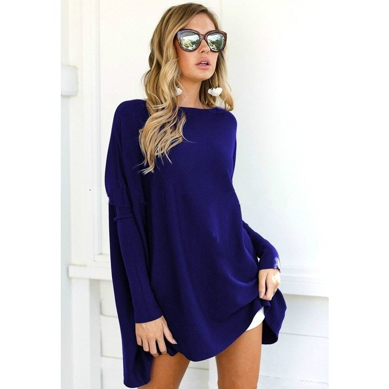 Womens Tunic Tops for Leggings Plain Oversized Shirts Batwing Image 6