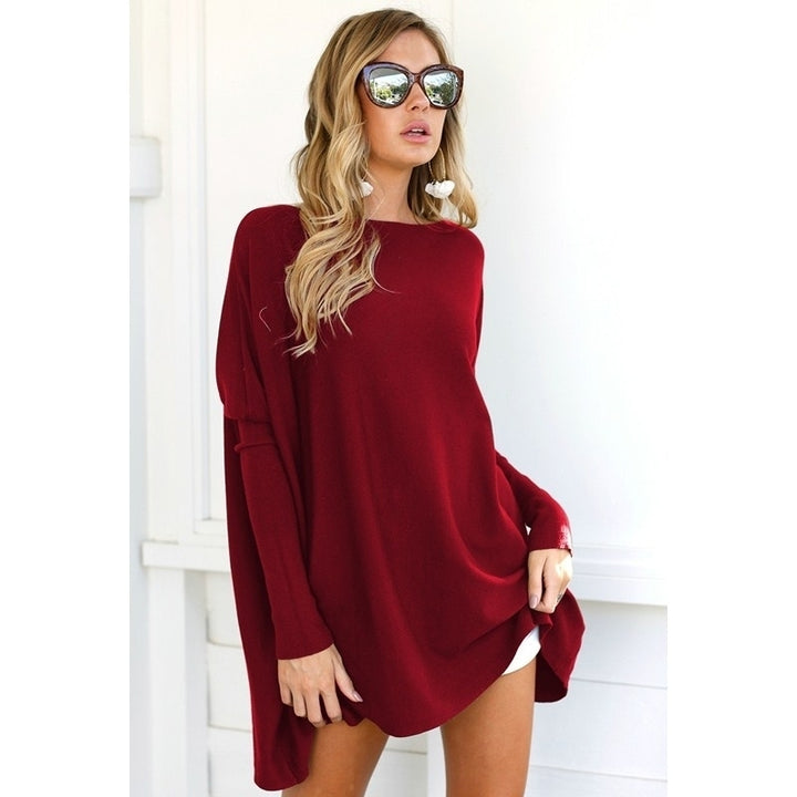 Womens Tunic Tops for Leggings Plain Oversized Shirts Batwing Image 9