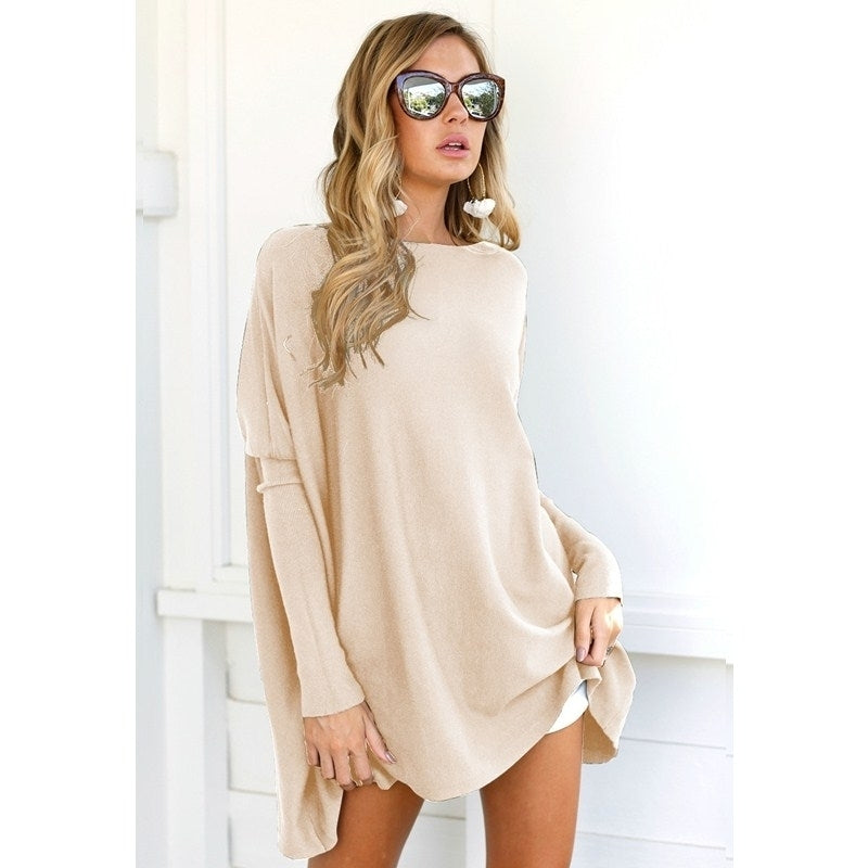 Womens Tunic Tops for Leggings Plain Oversized Shirts Batwing Image 12