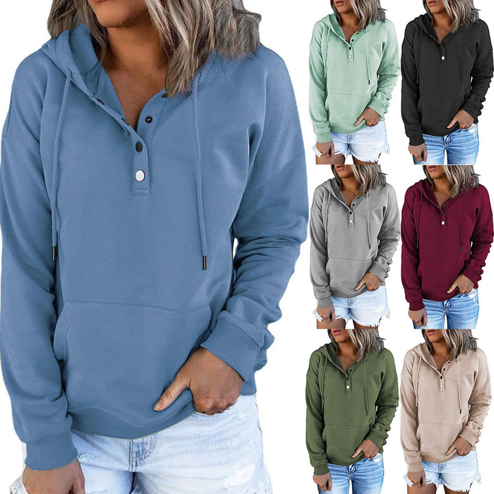 Womens Casual Hoodies Pullover Tops Drawstring Long Sleeve Clothes With Pocket Image 1