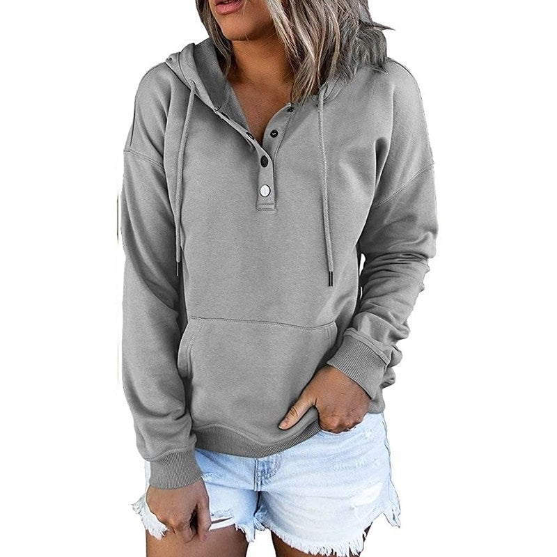 Womens Casual Hoodies Pullover Tops Drawstring Long Sleeve Clothes With Pocket Image 3