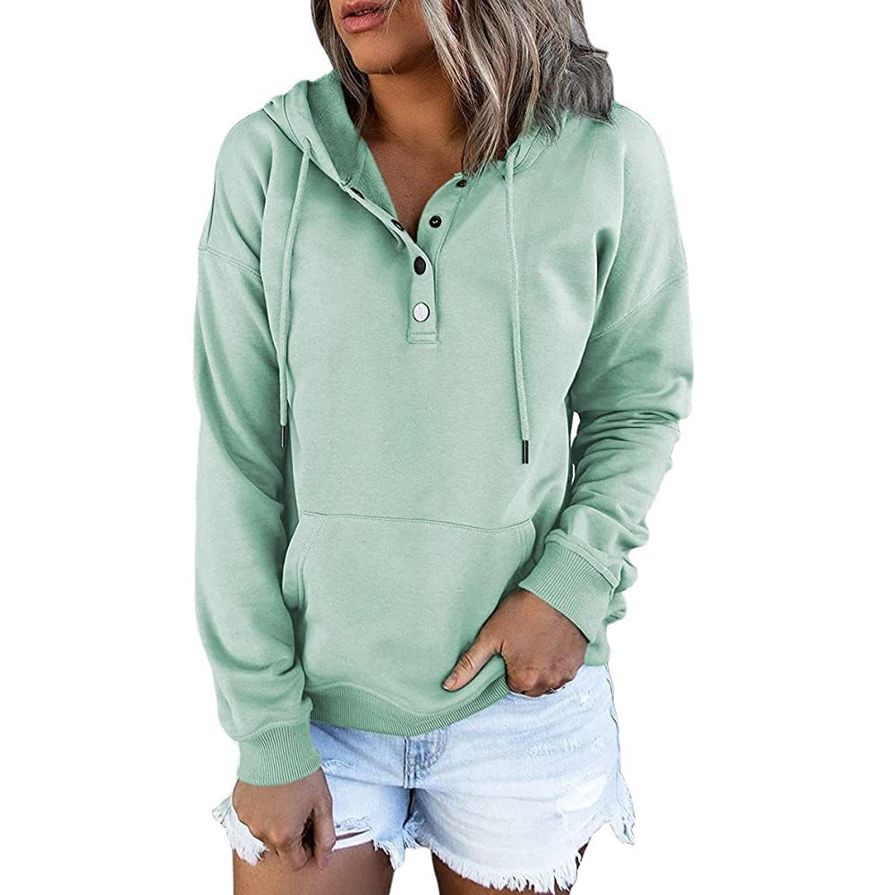 Womens Casual Hoodies Pullover Tops Drawstring Long Sleeve Clothes With Pocket Image 4