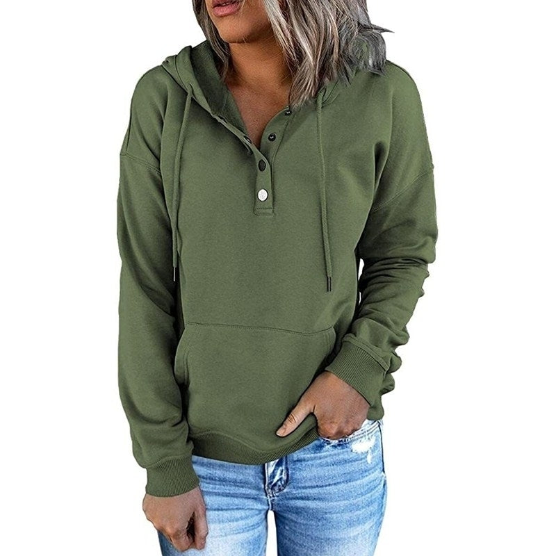 Womens Casual Hoodies Pullover Tops Drawstring Long Sleeve Clothes With Pocket Image 6