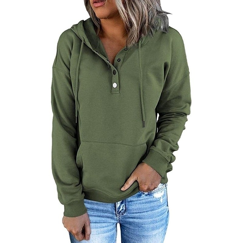 Womens Casual Hoodies Pullover Tops Drawstring Long Sleeve Clothes With Pocket Image 1