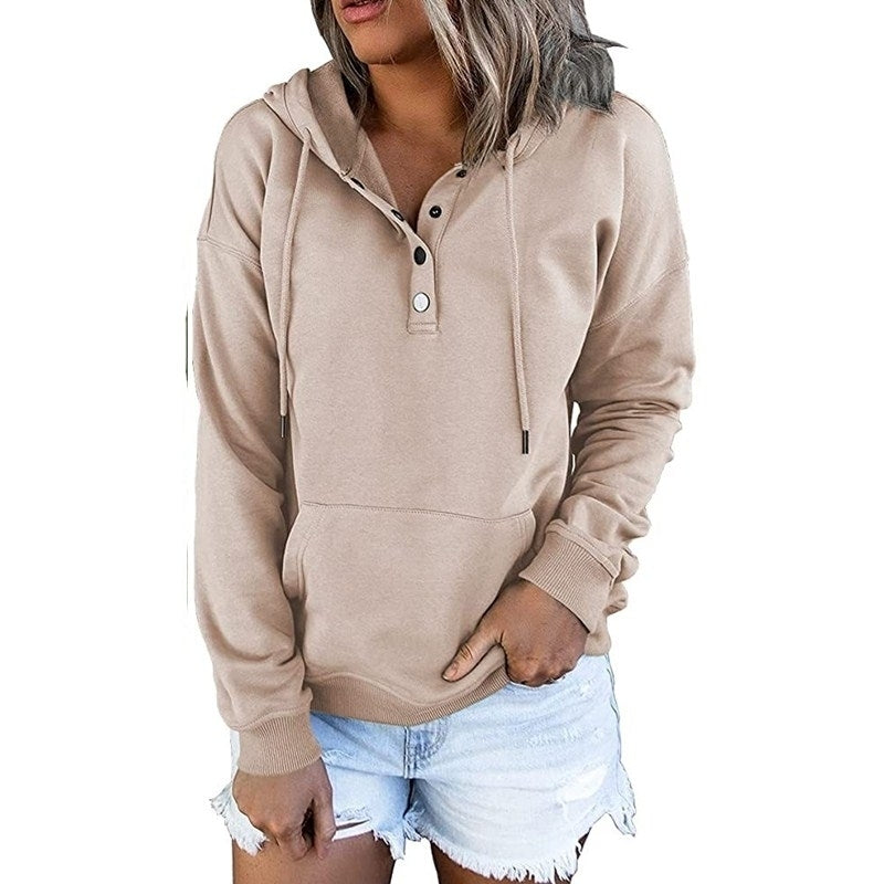 Womens Casual Hoodies Pullover Tops Drawstring Long Sleeve Clothes With Pocket Image 8