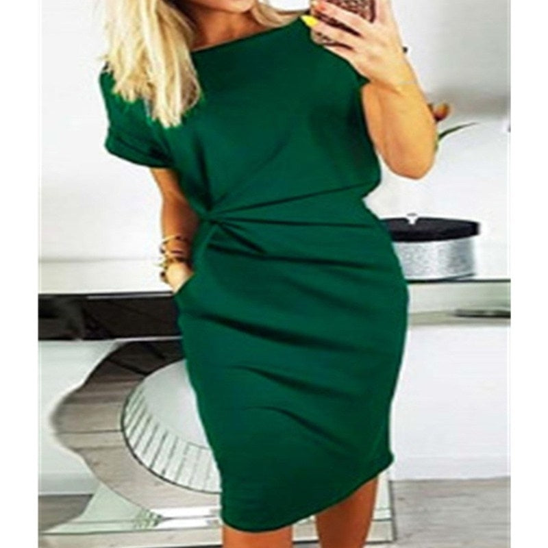 Womens Casual Long Sleeve Party Bodycon Sheath Belted Dress Image 6