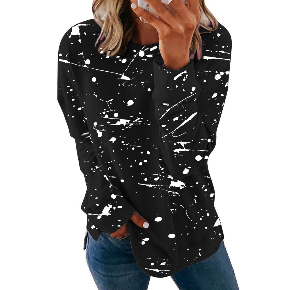 Womens Casual Crewneck Sweatshirt Long Sleeve Loose Side Split Pullover Tops Image 6