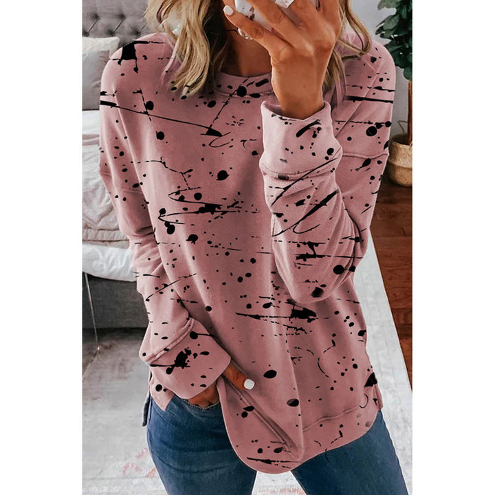 Womens Casual Crewneck Sweatshirt Long Sleeve Loose Side Split Pullover Tops Image 8