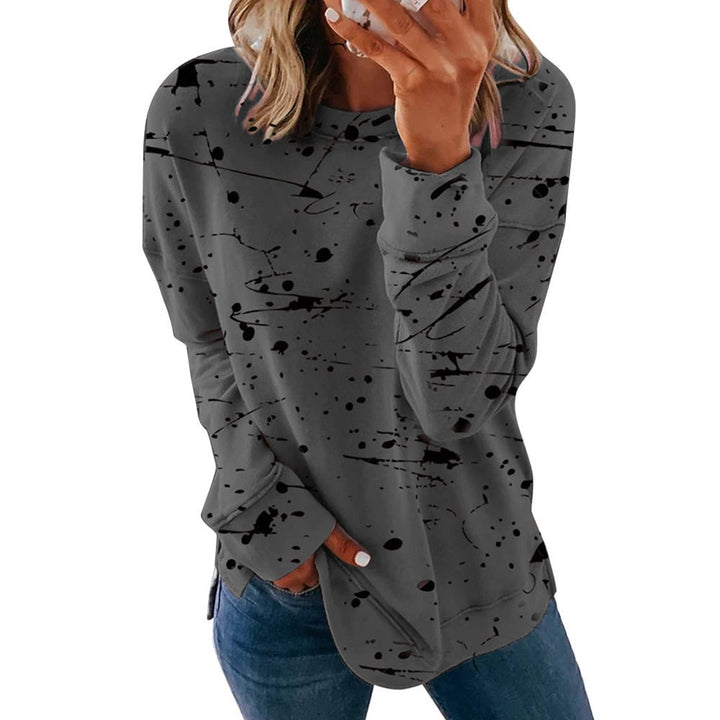 Womens Casual Crewneck Sweatshirt Long Sleeve Loose Side Split Pullover Tops Image 11