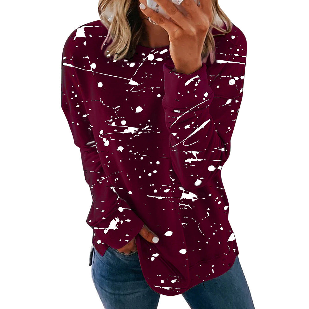 Womens Casual Crewneck Sweatshirt Long Sleeve Loose Side Split Pullover Tops Image 12