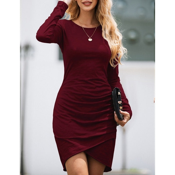 Women Fashion Ruched Elegant Bodycon Casual Basic Fitted Short Dresses Image 4