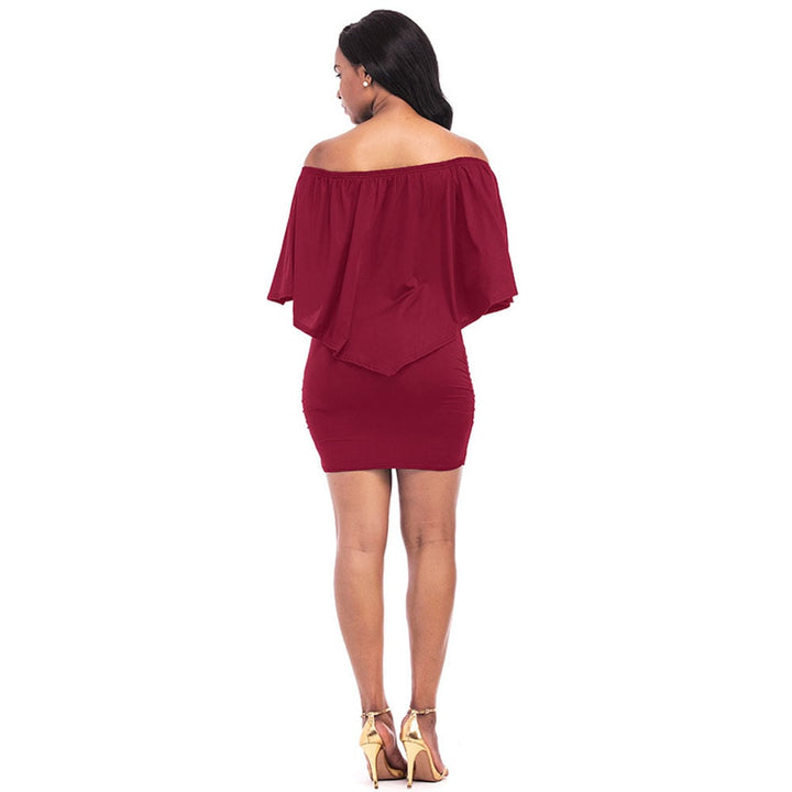 Women Off Shoulder Ruffles Bodycon Mini Dress Image 3