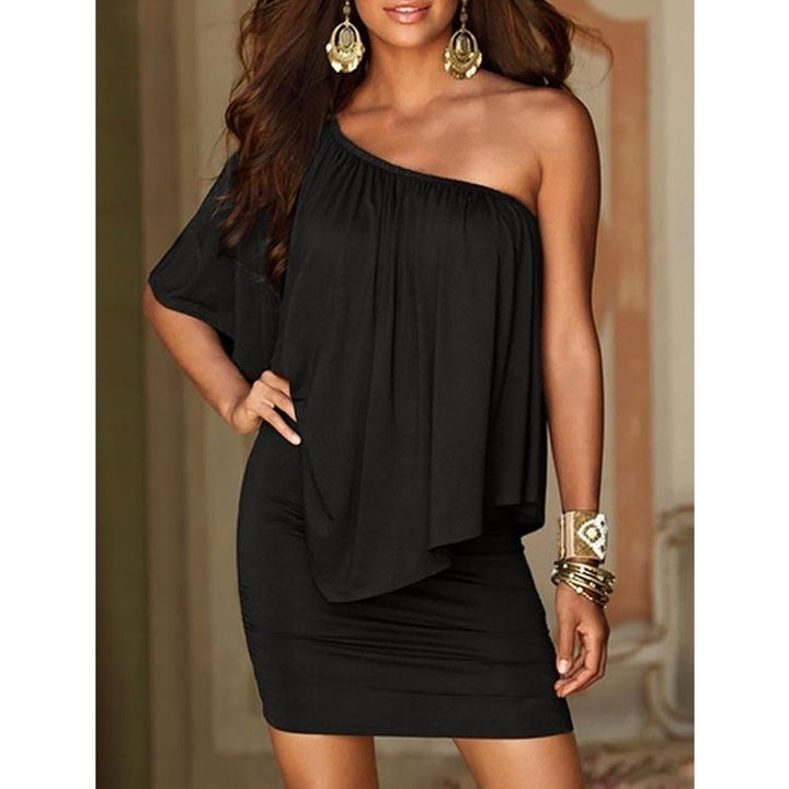 Women Off Shoulder Ruffles Bodycon Mini Dress Image 8