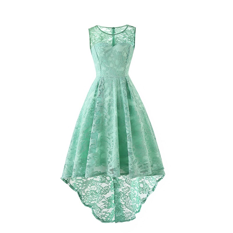 Womens Vintage Floral Lace Sleeveless Hi-Lo Cocktail Formal Swing Dress Image 12