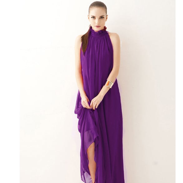 Women Halter Neck Sleeveless Chiffon Maxi Dresses Image 4