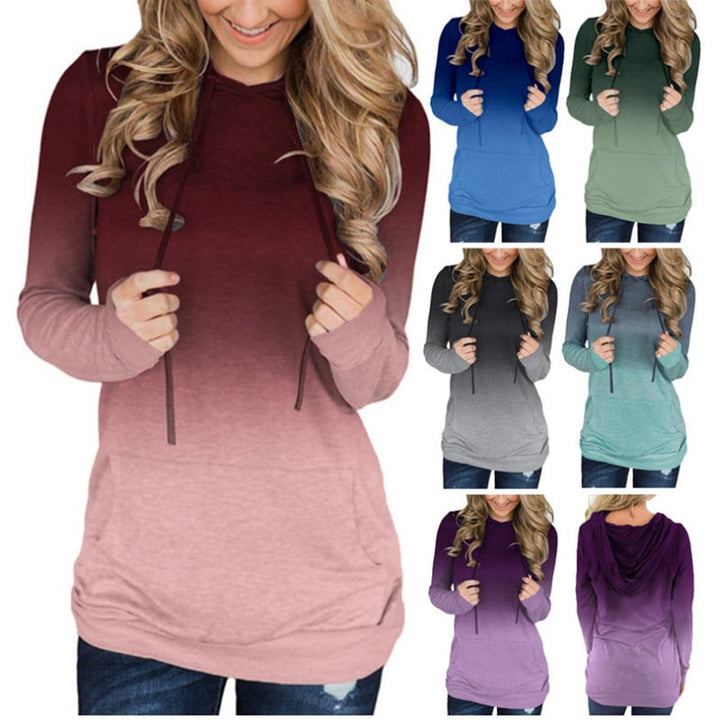 Womens Hoodie Sweatshirts Casual Tunic Tops Long Sleeve Hoody with Kangaroo Pockets Image 1