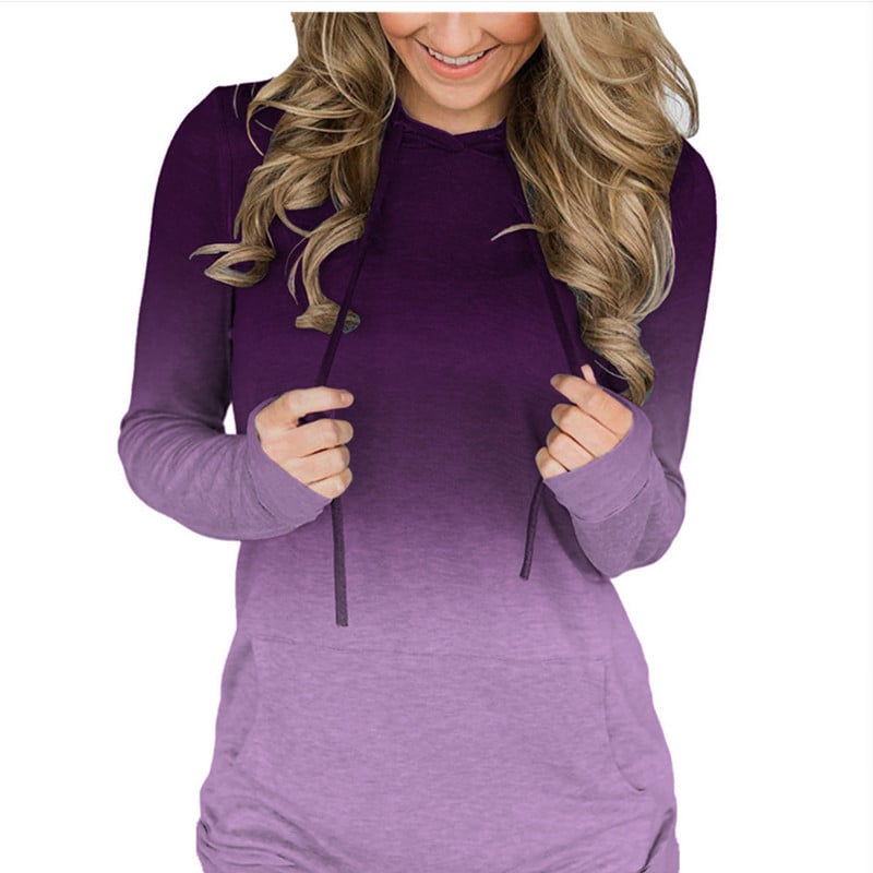 Womens Hoodie Sweatshirts Casual Tunic Tops Long Sleeve Hoody with Kangaroo Pockets Image 1