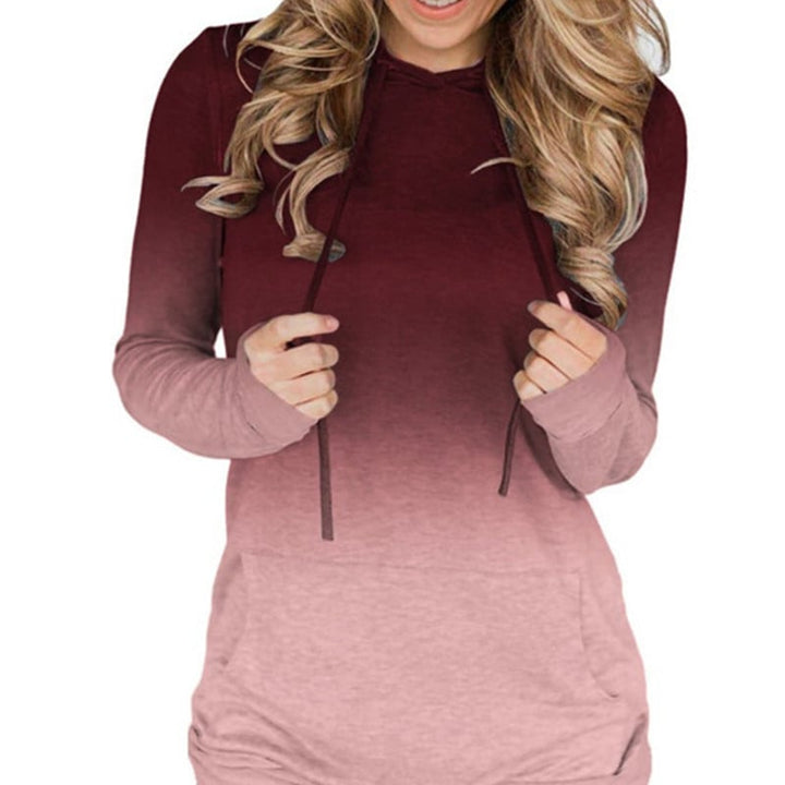 Womens Hoodie Sweatshirts Casual Tunic Tops Long Sleeve Hoody with Kangaroo Pockets Image 6