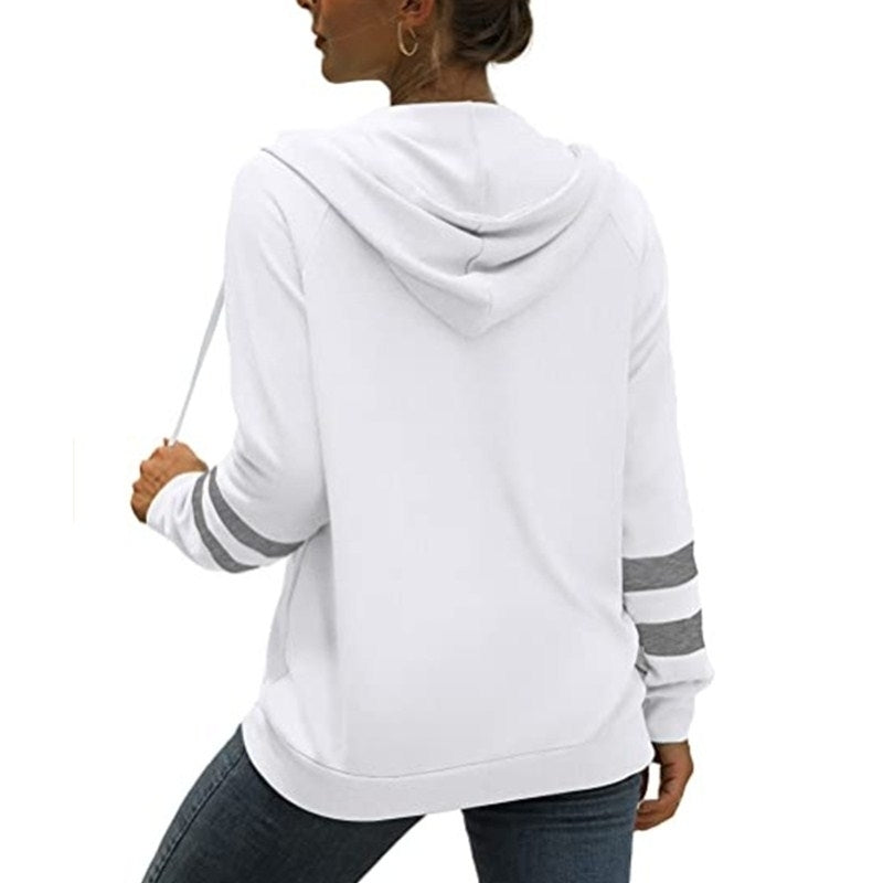 Womens Solid Color Cardigan Hoodie Zipper Sweater Image 4