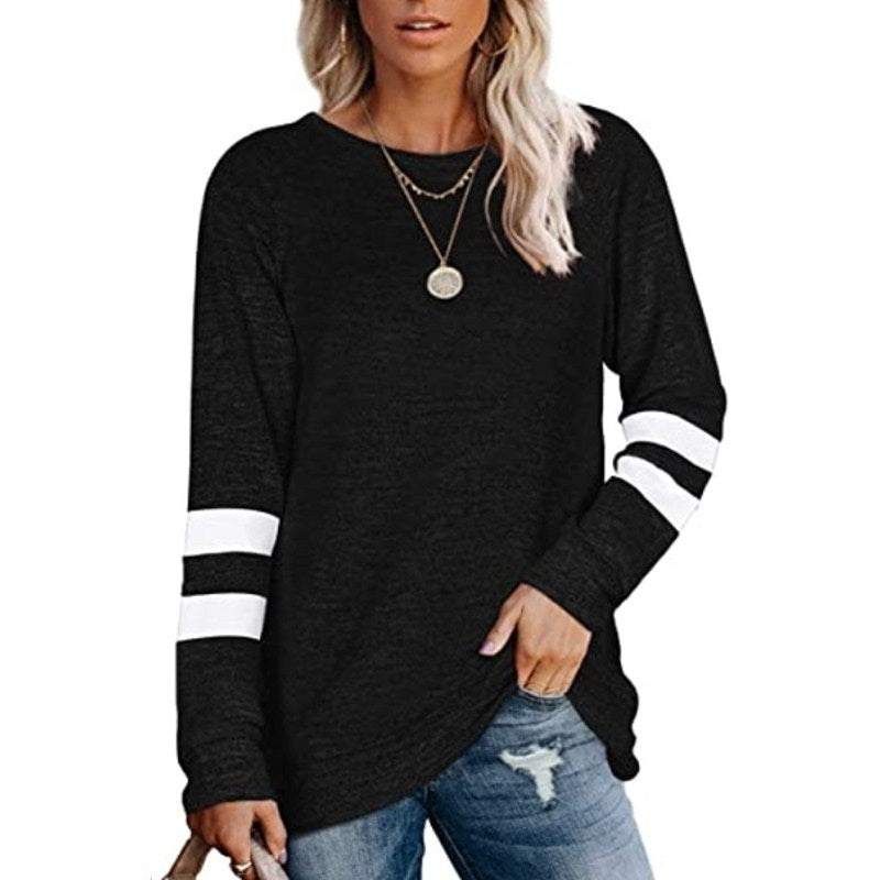 Sweatshirts for Women Crewneck Color Block Sweaters Long Sleeve Tunic Tops Image 4