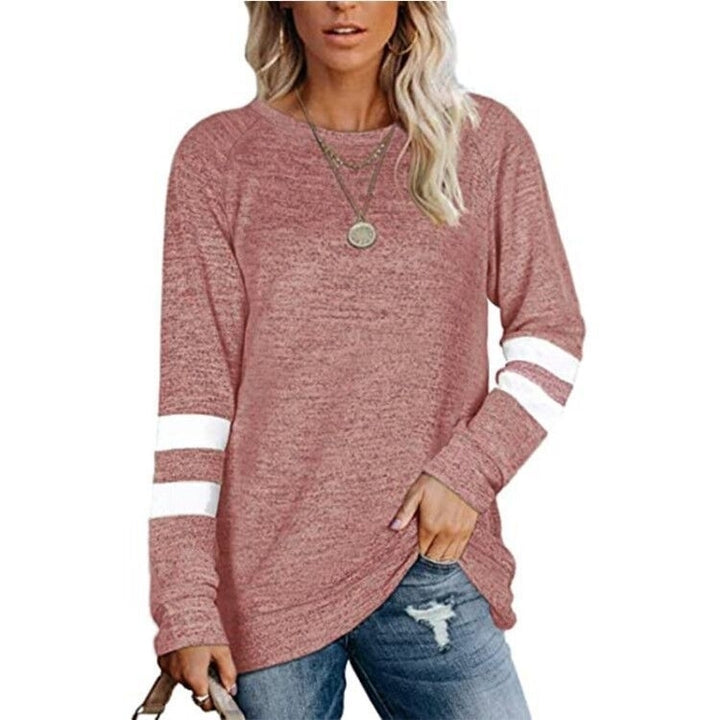 Sweatshirts for Women Crewneck Color Block Sweaters Long Sleeve Tunic Tops Image 4