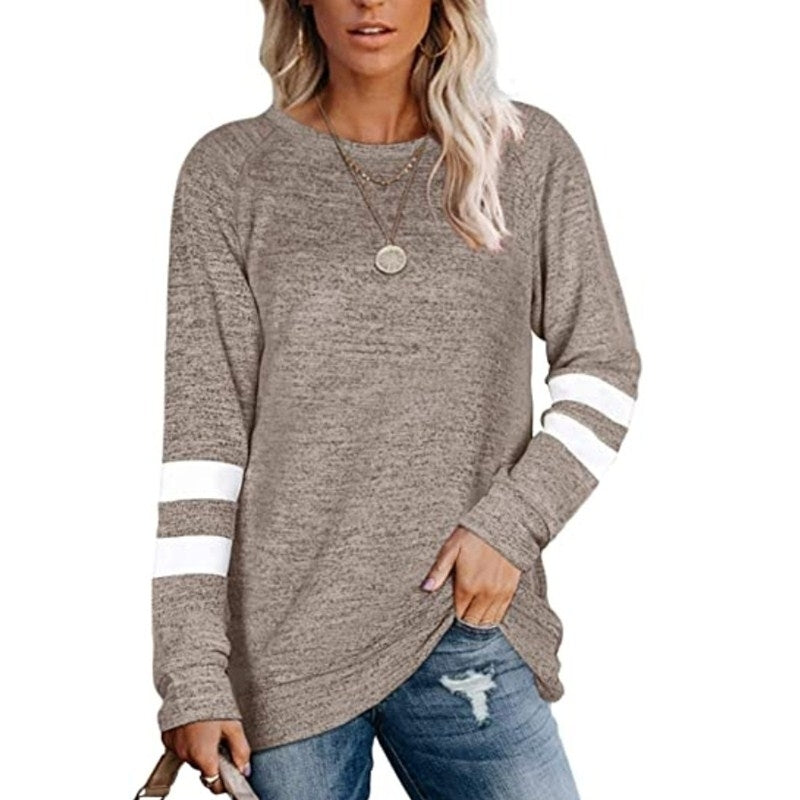 Sweatshirts for Women Crewneck Color Block Sweaters Long Sleeve Tunic Tops Image 6