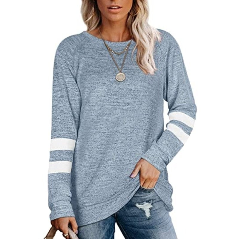 Sweatshirts for Women Crewneck Color Block Sweaters Long Sleeve Tunic Tops Image 7