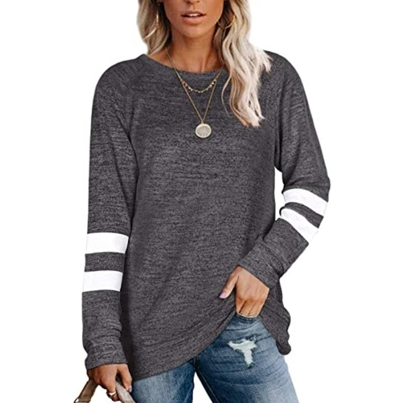 Sweatshirts for Women Crewneck Color Block Sweaters Long Sleeve Tunic Tops Image 8