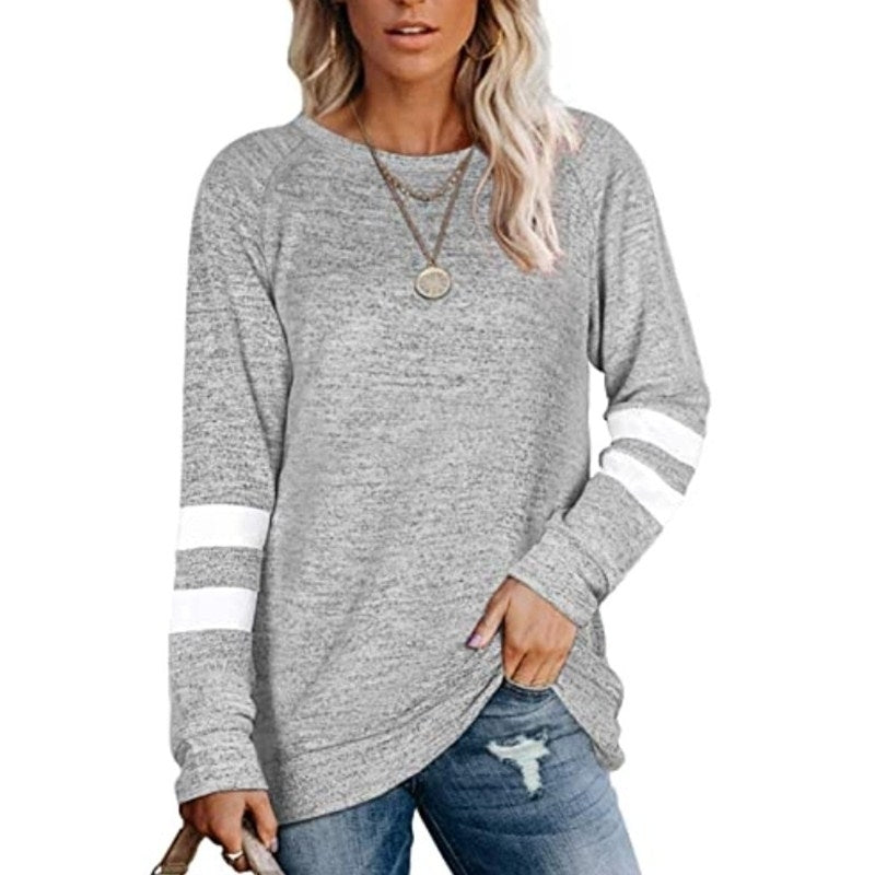 Sweatshirts for Women Crewneck Color Block Sweaters Long Sleeve Tunic Tops Image 9