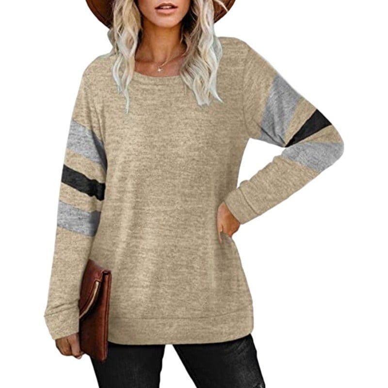 Sweatshirts for Women Crewneck Color Block Sweaters Long Sleeve Tunic Tops Image 1