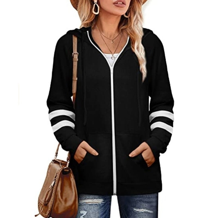 Womens Solid Color Cardigan Hoodie Zipper Sweater Image 8