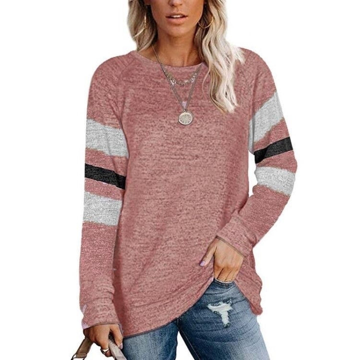 Sweatshirts for Women Crewneck Color Block Sweaters Long Sleeve Tunic Tops Image 12