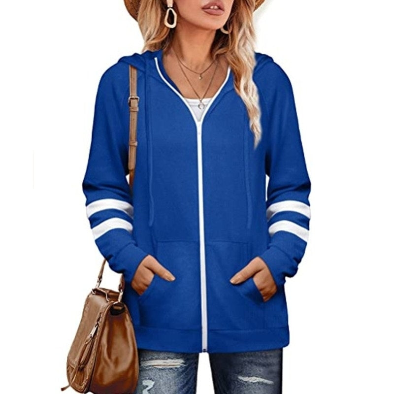 Womens Solid Color Cardigan Hoodie Zipper Sweater Image 9