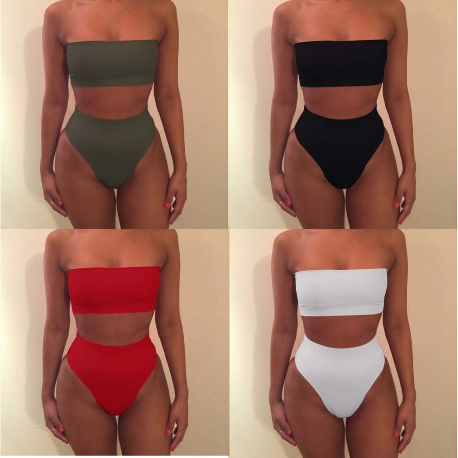 Womens Removable Strap Wrap Pad Cheeky High Waist Bikini Set Swimsuit Image 1