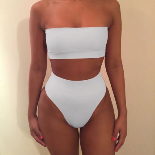 Womens Removable Strap Wrap Pad Cheeky High Waist Bikini Set Swimsuit Image 2