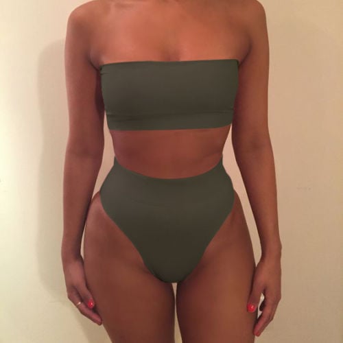 Womens Removable Strap Wrap Pad Cheeky High Waist Bikini Set Swimsuit Image 1