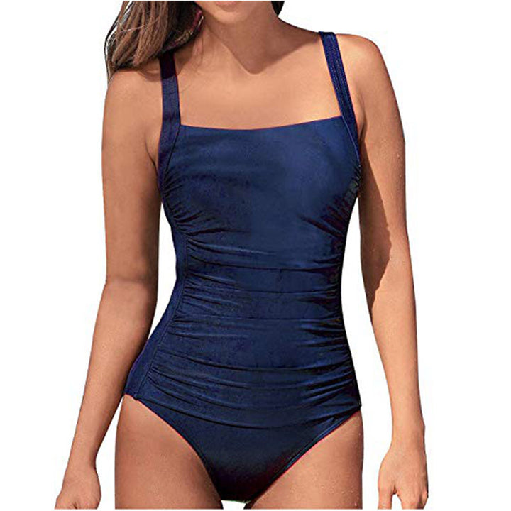 Womens Vintage Padded Push up One Piece Swimsuits Tummy Control Bathing Suits Plus Size Swimwear Image 4