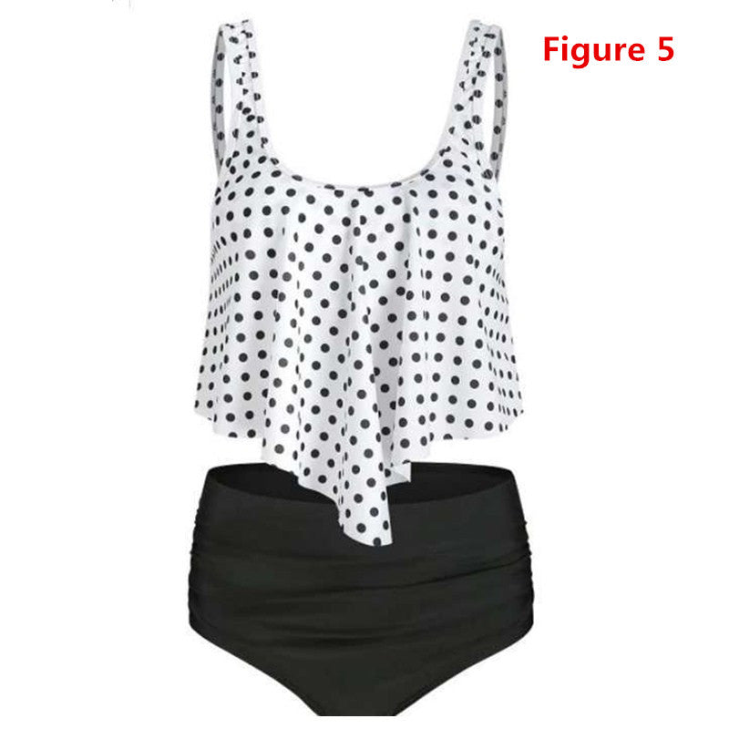 Swimsuits for Women Two Piece Bathing Suits Flounce Top with High Waisted Bottom Bikini Set Image 4