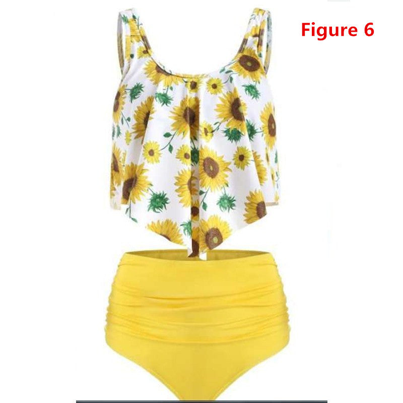 Swimsuits for Women Two Piece Bathing Suits Flounce Top with High Waisted Bottom Bikini Set Image 6