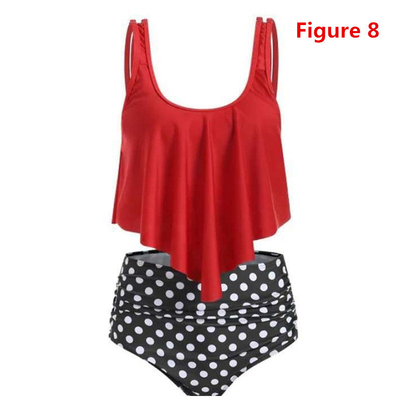 Swimsuits for Women Two Piece Bathing Suits Flounce Top with High Waisted Bottom Bikini Set Image 8