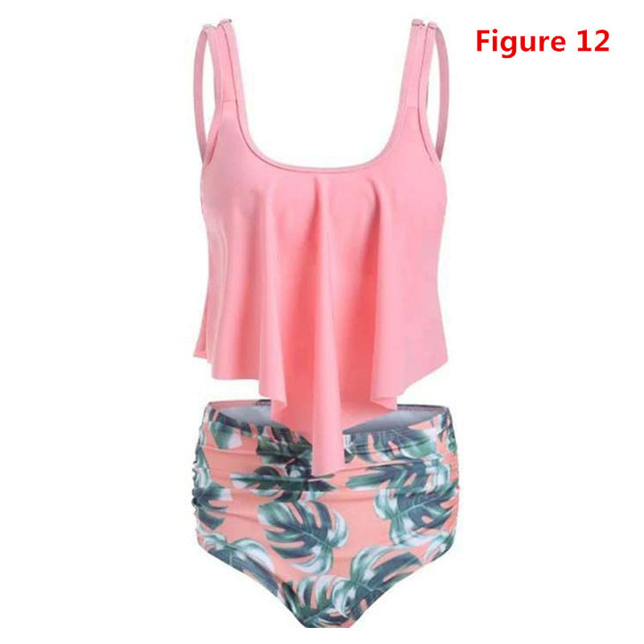 Swimsuits for Women Two Piece Bathing Suits Flounce Top with High Waisted Bottom Bikini Set Image 11