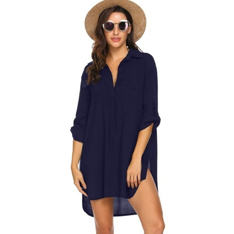 Womens Cover Up Shirt Swimsuit Beach Bikini Beachwear Bathing Suit S-3XL Image 2