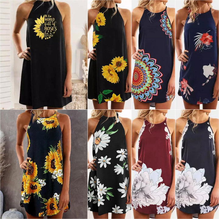 Womens Casual Sleeveless Floral Mini Dress Image 1