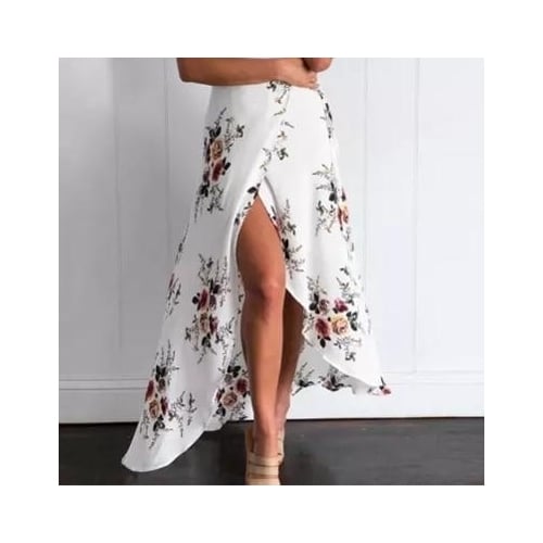 Womens Boho Floral Tie Up Waist Summer Beach Wrap Cover Up Maxi Skirt Image 1